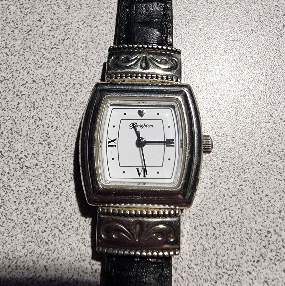 Brighton Women's Waterford Watch with Rotating Black and Res Leather Band.